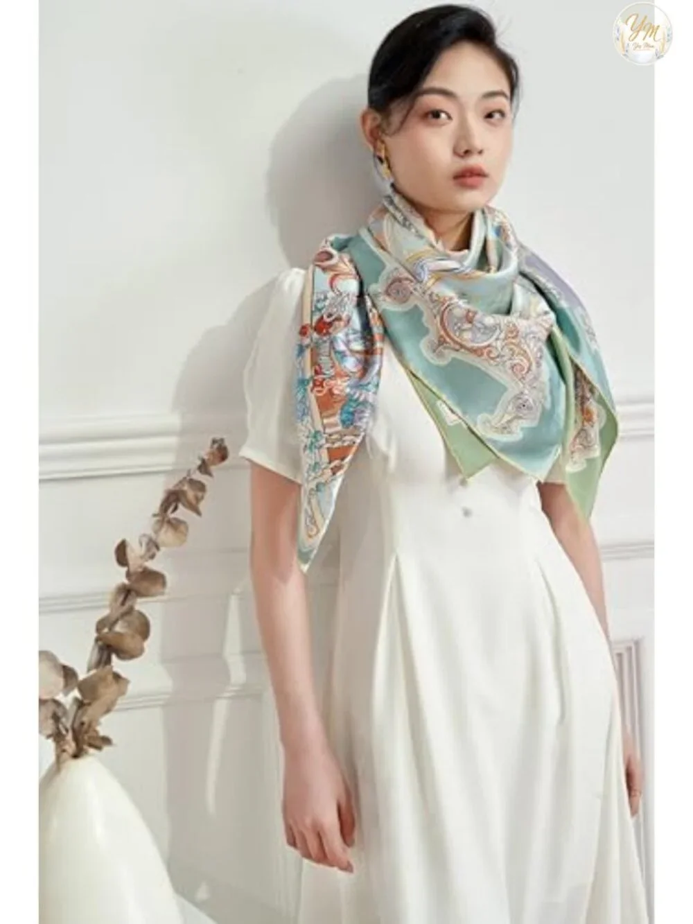 100% Silk Double-Sided Scarf Large 42x42 Hand Rolled Edges Twill Weave